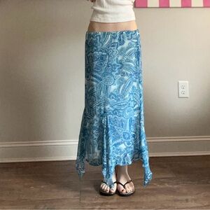 Asymmetrical Blue Paisley Skirt